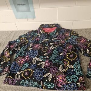 REDD Jeans Blazer Womens 12 Multicolor Graffiti Floral Sequin Jacket